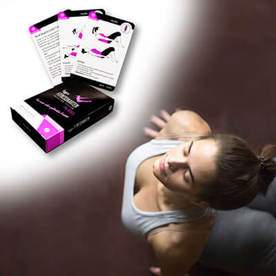 Bei figgrs Trainingskarten Fitnesskarten bekommt man Fitnessübungen für ein Pilates Training für ein starkes Powerhouse und eine gesunde Körpermitte